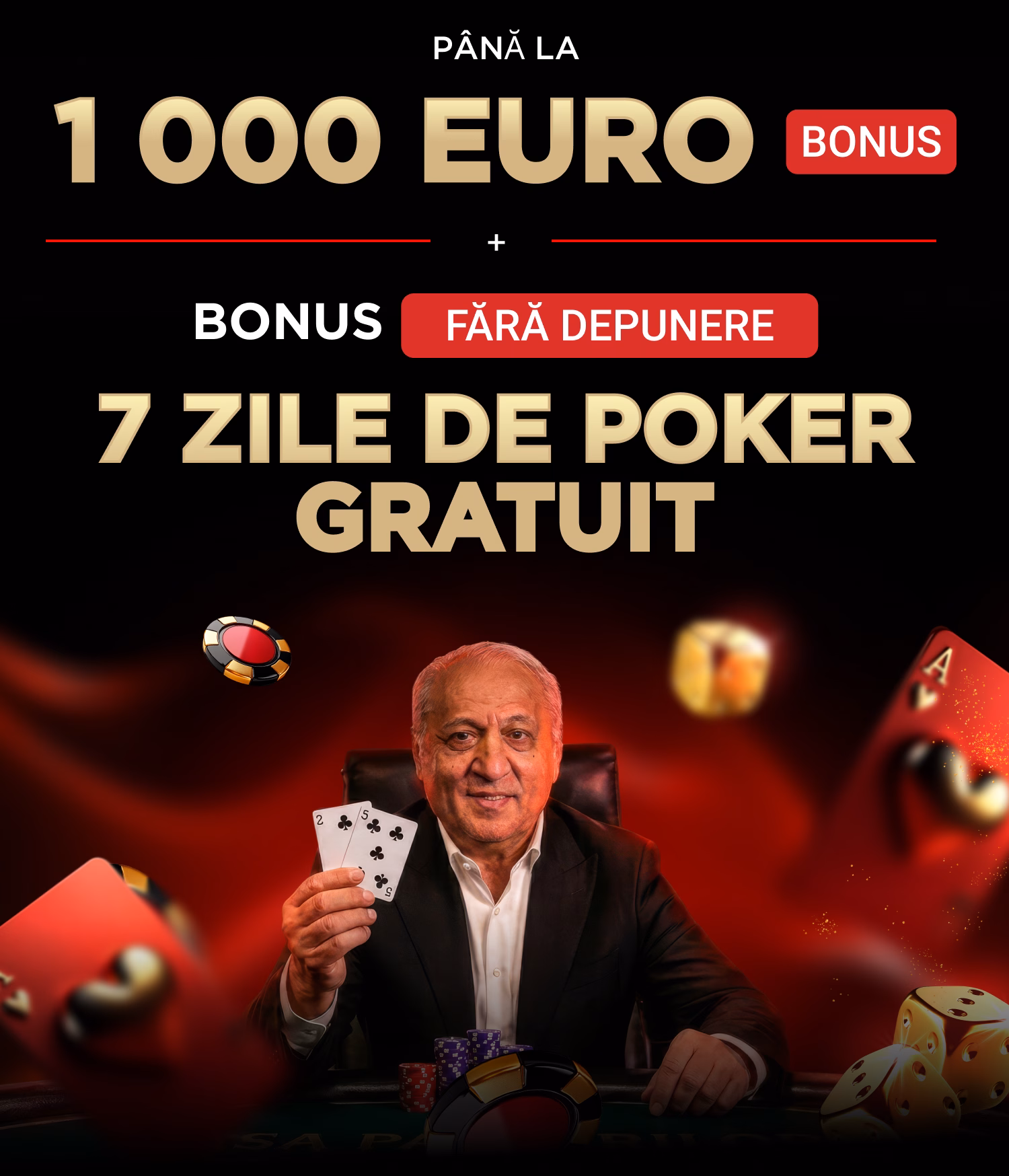 1000€ bonus + 7 zile de poker gratuit